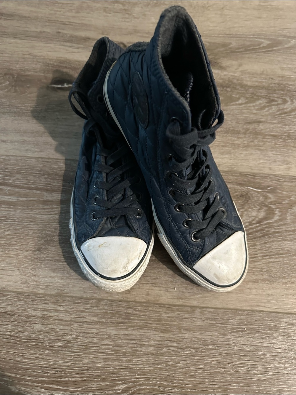 Converse Quilted High Top Sneakers - Black with White Toe
